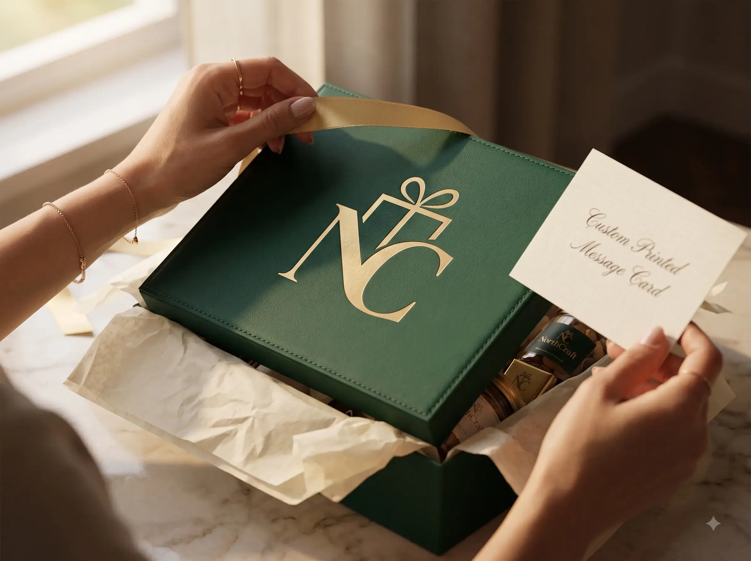Custom branded NorthCraft Gifts packaging with personalized details
